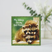 Wasbeerbaby's - Broers en zussen Beste Vrienden Ka Bedankkaart (Staand voorkant)