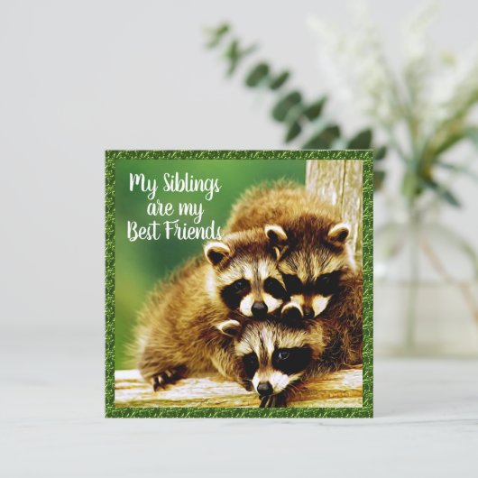 Wasbeerbaby's - Broers en zussen Beste Vrienden Ka Bedankkaart (Staand voorkant)