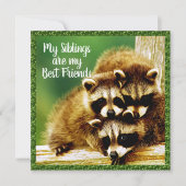 Wasbeerbaby's - Broers en zussen Beste Vrienden Ka Bedankkaart (Voorkant)