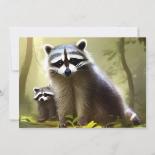 Wasbeerfamilie Wildlife Portretkaart Kaart