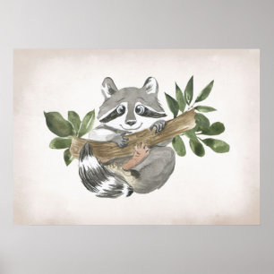 Wasbeerliefhebber Baby Wasbeer Nursery Kunst Poster
