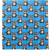 Wasbeerpatroon Blauw Douchegordijn (Voorkant)