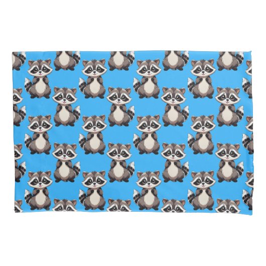 Wasbeerpatroon blauw ontwerp kussensloop (Voorkant)
