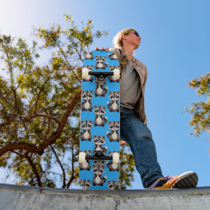 Wasbeerpatroon blauw ontwerp persoonlijk skateboard