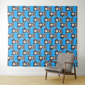 Wasbeerpatroon Blauw  Wandkleed (In Situ (horizontaal))