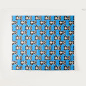 Wasbeerpatroon Blauw  Wandkleed (Voorkant (horizontaal))