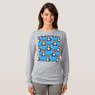 Wasbeerpatroon ontwerp blauw t-shirt