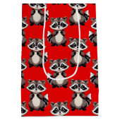 Wasbeerpatroon ontwerp rood medium cadeauzakje (Achterkant)