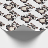 Wasbeerpatroon ontwerp wit cadeaupapier (Hoek)