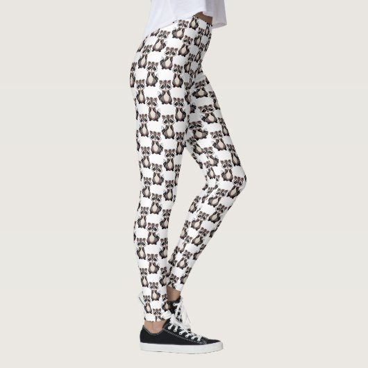 Wasbeerpatroon ontwerp wit leggings (Rechts)