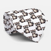 Wasbeerpatroon ontwerp wit  stropdas (Opgerold)