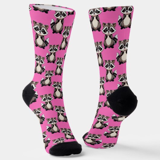 Wasbeerpatroon Roze ontwerp Sokken (Gebogen)