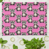 Wasbeerpatroon Roze ontwerp Theedoek (Gevouwen)