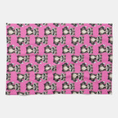 Wasbeerpatroon Roze ontwerp Theedoek (Horizontaal)