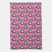 Wasbeerpatroon Roze ontwerp Theedoek (Verticaal)