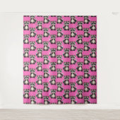 Wasbeerpatroon Roze Ontwerp  Wandkleed (Voorkant)