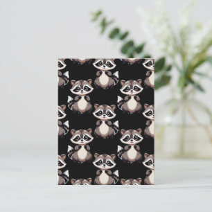 Wasbeerpatroon zwart design briefkaart