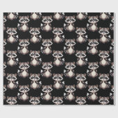 Wasbeerpatroon zwart design cadeaupapier (Vlak)