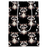 Wasbeerpatroon zwart design medium cadeauzakje (Achterkant)
