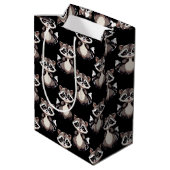 Wasbeerpatroon zwart design medium cadeauzakje (Achterkant Gekanteld)