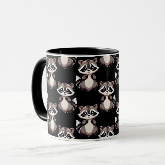 Wasbeerpatroon zwart design mok (Voorkant links)