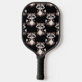 Wasbeerpatroon zwart design pickleball paddle (Achterkant)