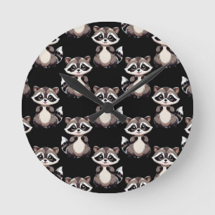 Wasbeerpatroon zwart design  ronde klok