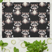 Wasbeerpatroon zwart design theedoek (Gevouwen)
