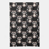 Wasbeerpatroon zwart design theedoek (Verticaal)