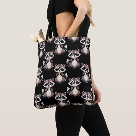 Wasbeerpatroon zwart tote bag (Dichtbij)