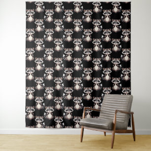 Wasbeerpatroon zwart wandkleed