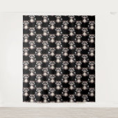 Wasbeerpatroon zwart wandkleed (Voorkant)