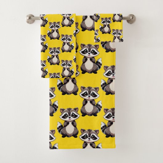 Wasbeerpatroonontwerp Geel Bad Handdoek (Insitu)