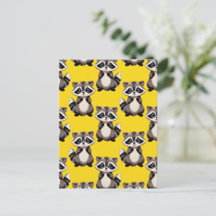 Wasbeerpatroonontwerp Geel Briefkaart