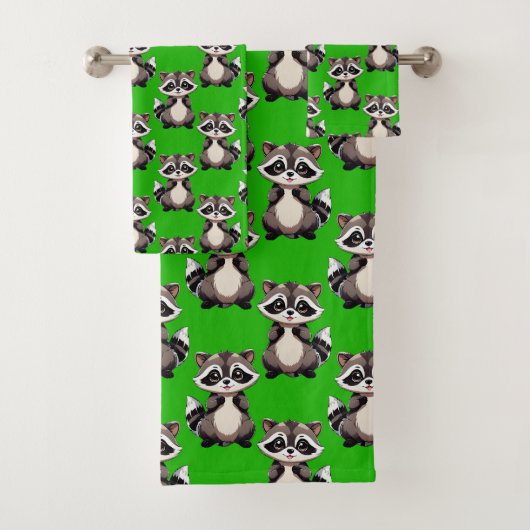Wasbeerpatroonontwerp groen bad handdoek (Insitu)