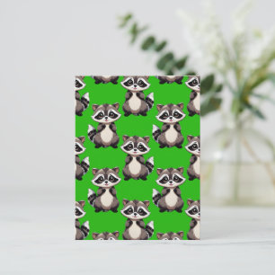 Wasbeerpatroonontwerp groen briefkaart