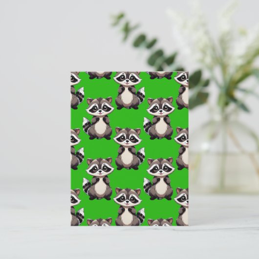 Wasbeerpatroonontwerp groen  briefkaart (Staand voorkant)