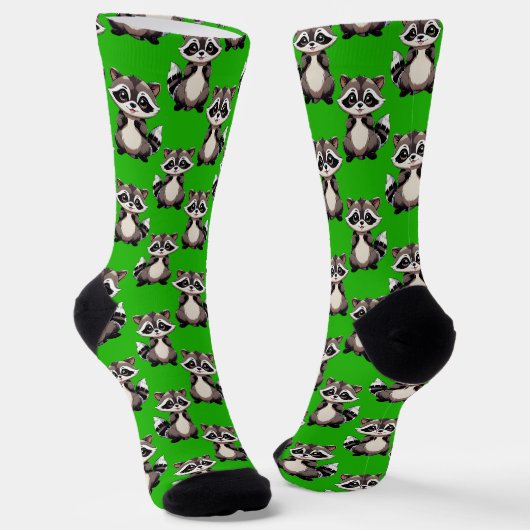 Wasbeerpatroonontwerp groen sokken (Gebogen)