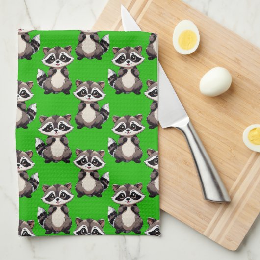 Wasbeerpatroonontwerp groen theedoek (Quarter Fold)