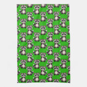 Wasbeerpatroonontwerp groen theedoek (Verticaal)