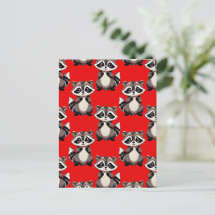 Wasbeerpatroonontwerp Rood  Briefkaart