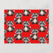 Wasbeerpatroonontwerp Rood Briefkaart (Achterkant)