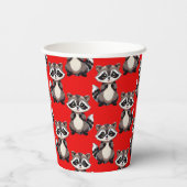 Wasbeerpatroonontwerp Rood Papieren Bekers (Achterkant)