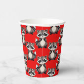 Wasbeerpatroonontwerp Rood Papieren Bekers (Rechts)