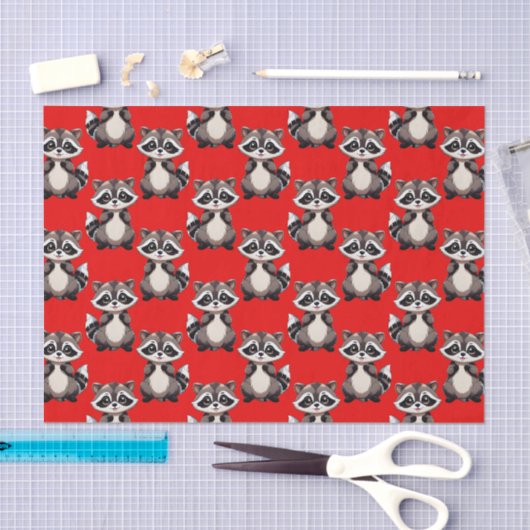 Wasbeerpatroonontwerp Rood Tissuepapier (Craft)