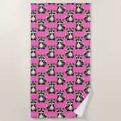 Wasbeerpatroonontwerp Roze  Strandlaken (Voorkant)