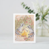 Wasbeertjes die marshmallows roosteren Kerstkaart Feestdagenkaart (Staand voorkant)