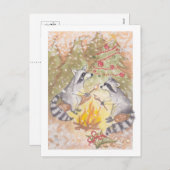 Wasbeertjes die marshmallows roosteren Kerstkaart Feestdagenkaart (Voorkant / Achterkant)