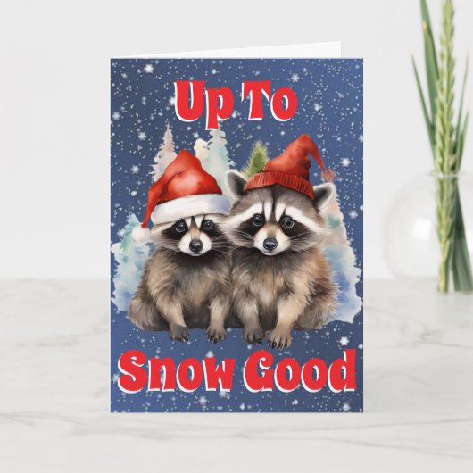 Wasbeertjes op vakantie tot het sneeuwt dat het go feestdagen kaart (Voorkant)