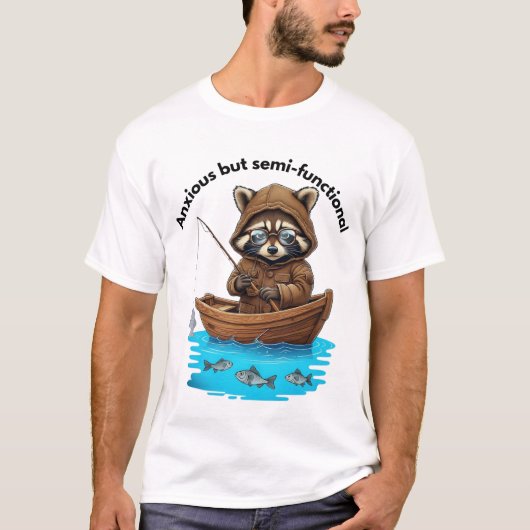 Wasbeervissen angstig maar semi-functioneel t-shirt (Voorkant)